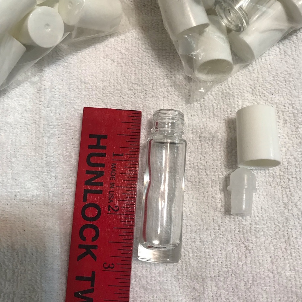 Clear roller bottles for essential oils.